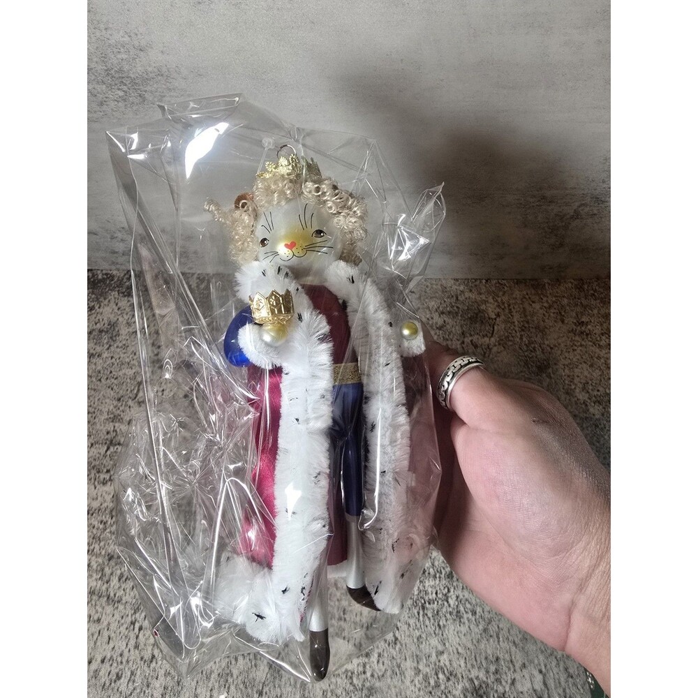 VTG DILLARDS TRIMMINGS NUTCRACKER MOUSE KING ORNAMENT HANDBLOWN NEW IN BOX